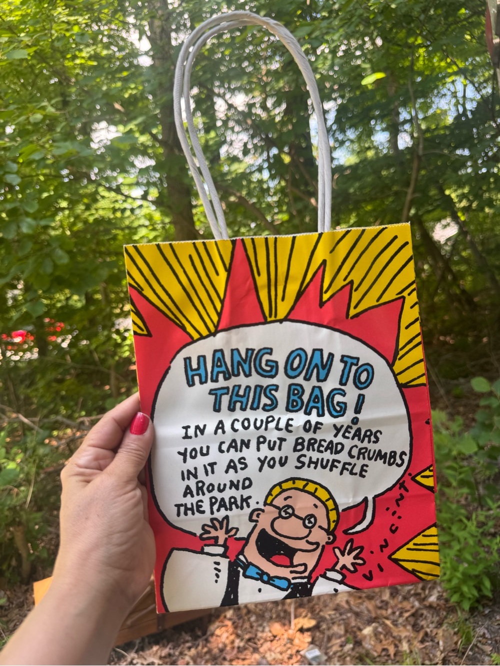 Novelty Comic Print Gift Bag - Red, Yellow, White
